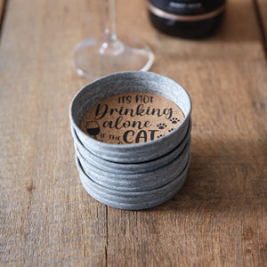Set of Four Mason Jar Lid Coasters - Cat is Home