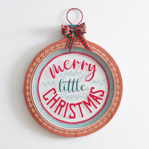 Merry Little Christmas Glass Ornament Wall Sign