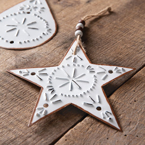 Set of Two - Punched Tin Ornaments