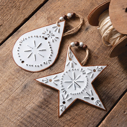 Set of Two - Punched Tin Ornaments