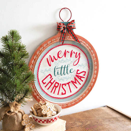 Merry Little Christmas Glass Ornament Wall Sign