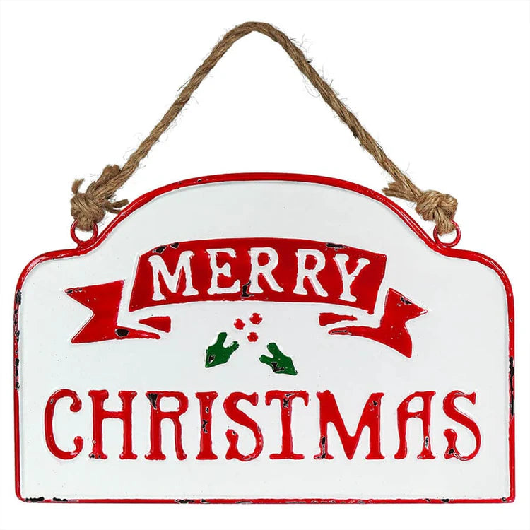 Merry Christmas Hanging Metal Wall Sign